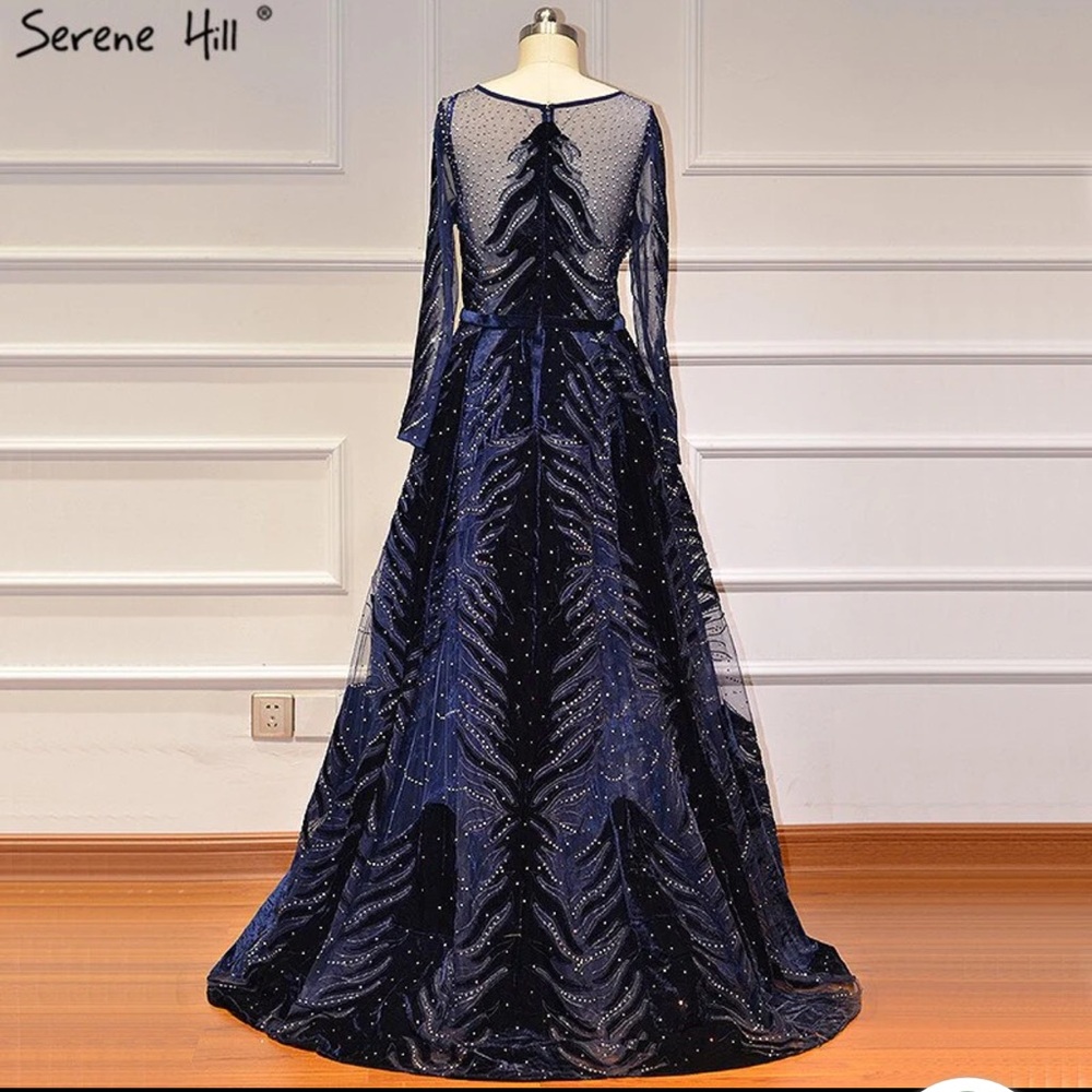 Serene Hill Navy Long Sleeve Gown - Picture 3 of 7